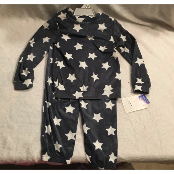Komar Kids Other - Komar Kids Pajama Set Girls XS 4/5 Navy Blue New Stars Velour Joggers 2pc 283867
